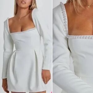 SthCute Dress L White Faux Pearl Wedding Bridal After Ceremony